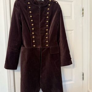 NICOWA Brown Velvet Women's Military Style Coat 8